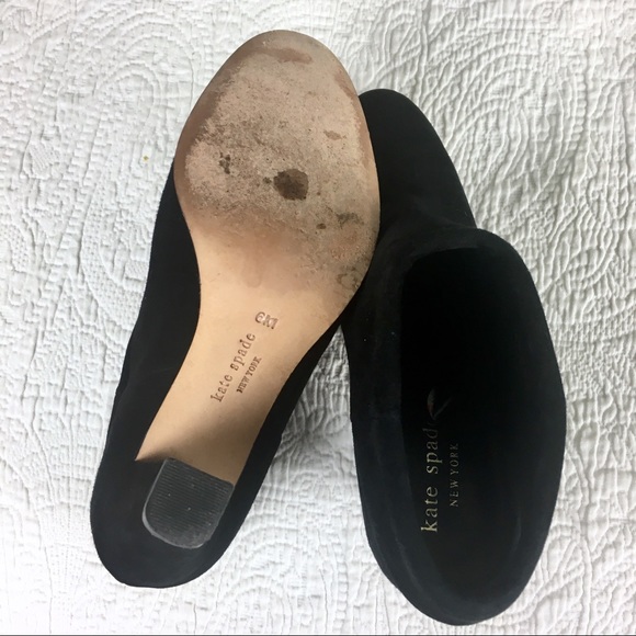 Kate Spade Booties Black Suede Cuffed Heel - Picture 5 of 5
